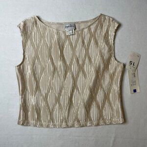 Vintage Joseph Ribkoff Size 16 Champagne Sleeveless Pleated‎ Party Tank Blouse